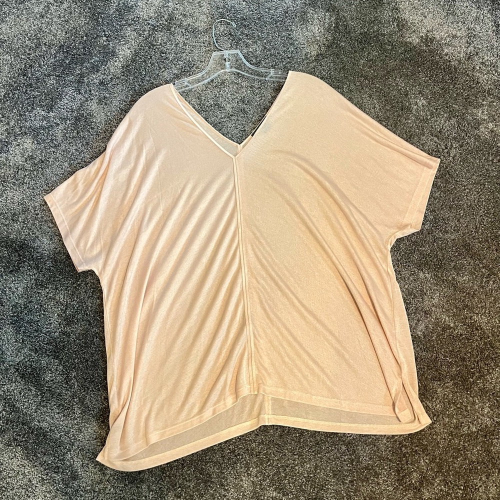 Vince Pink Double V-Neck Light Knit Flowy Top